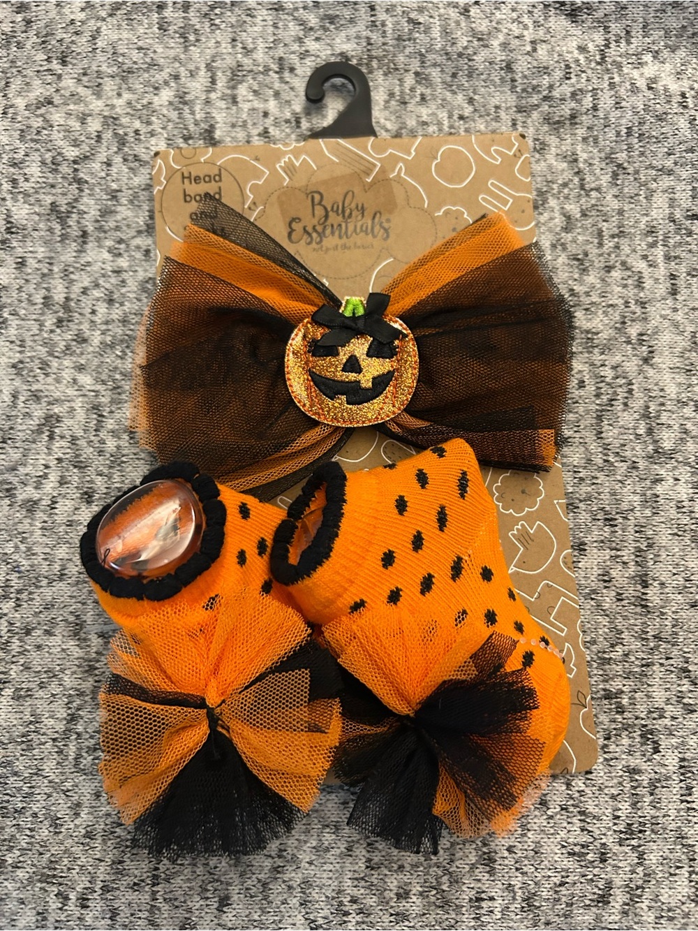 NEW Baby Essentials Halloween Jack-O-Lantern Headband and Socks